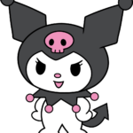 Completed colorful drawing of Kuromi from Sanrio, showcasing her iconic jester hat and pose.