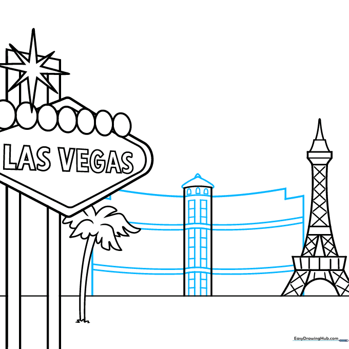 Detailed drawing of hotel windows and roof architecture on the Bellagio.