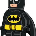 A vibrant, completed illustration of Lego Batman, ready for coloring.