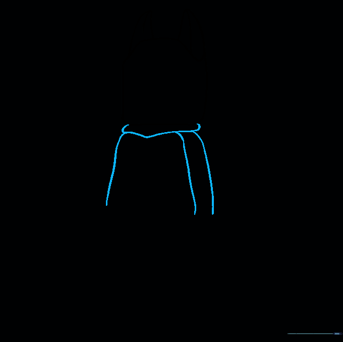 Sketching the neck and the main torso block of the character.