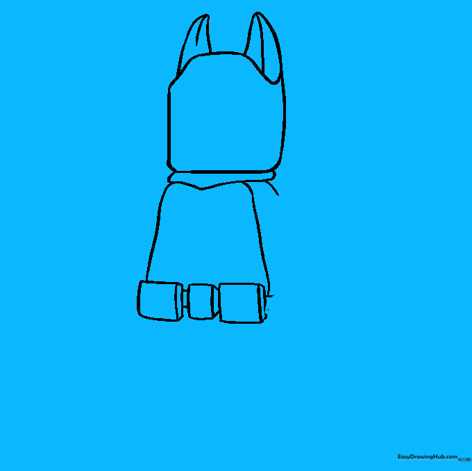 Drawing the arm and the iconic Lego claw hand.