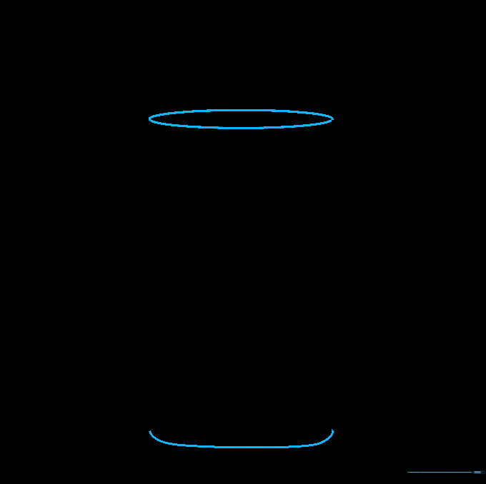 A glass outline formed by connecting two vertical lines with a curved base and an oval top.