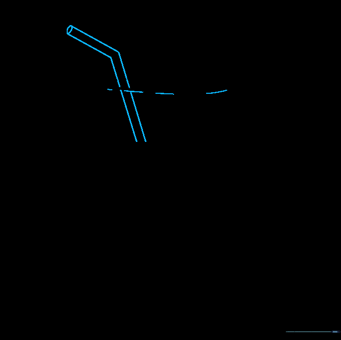 A drinking straw with a bend, drawn extending out of the top of the glass.