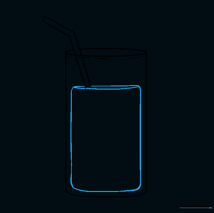 A curved line inside the glass indicating the level of the lemonade liquid.
