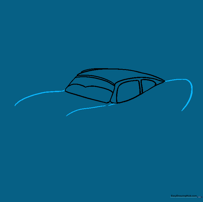 Defining the hood and rear fender lines to give the car its signature shape.
