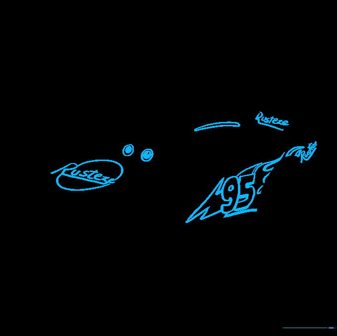 Adding the final character details including eyes, racing number 95, and flame decals.