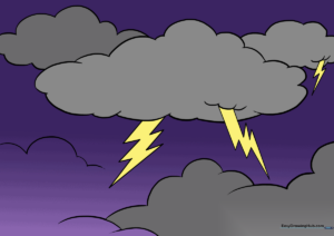 A vibrant, finished illustration of a lightning storm, used as the featured tutorial image.