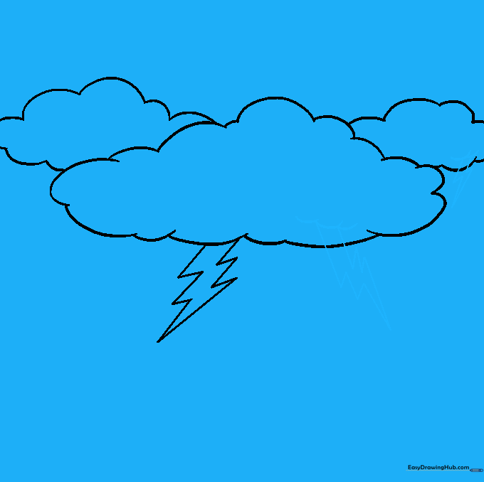 Additional smaller lightning bolts added to the drawing for a more complex look.