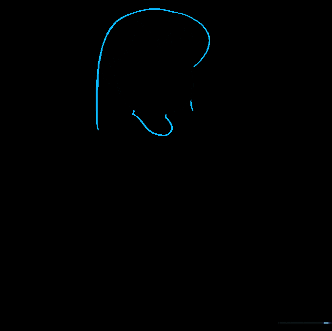 Line drawing adding the top of Lilo's hair and the collar of her dress.
