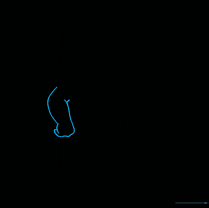 Adding the second arm and fist to the drawing.