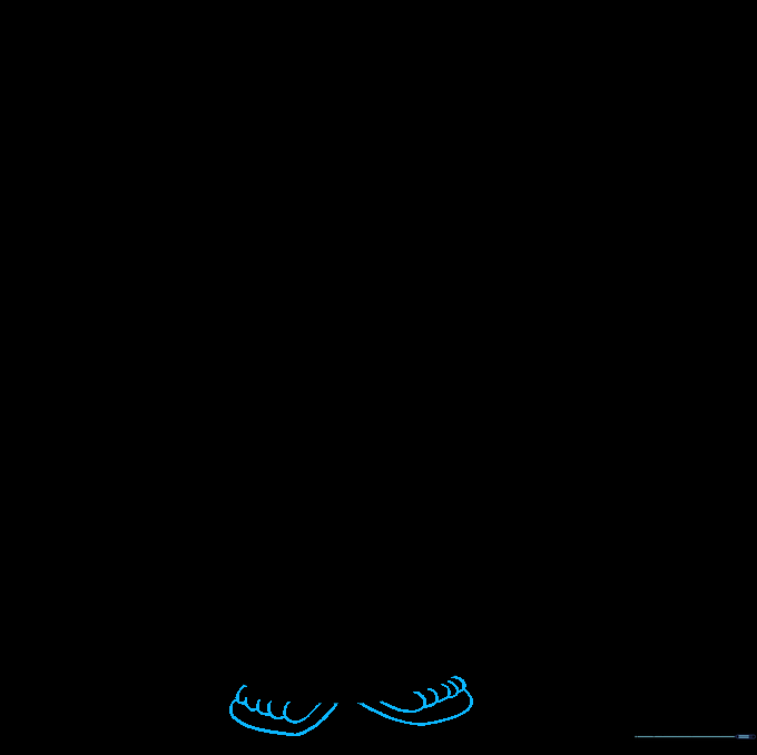 Drawing Lilo's feet and sandals at the bottom of the dress.