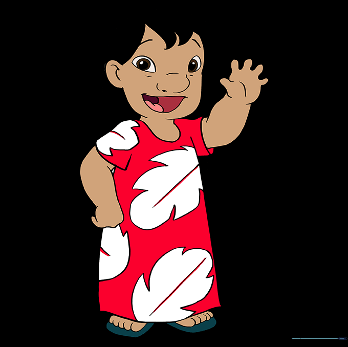 The finished, colored drawing of Lilo.