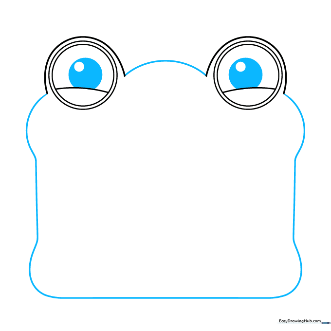 Drawing the rectangular body of the tablet, connecting the eyes and adding rounded corner bulges.