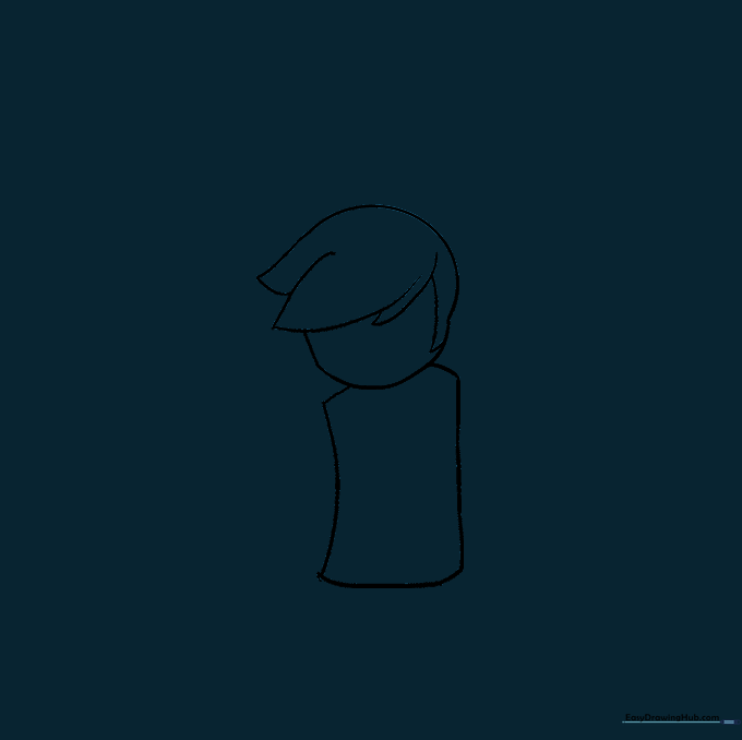 The head shape after erasing the inner construction lines, leaving a clean outline.
