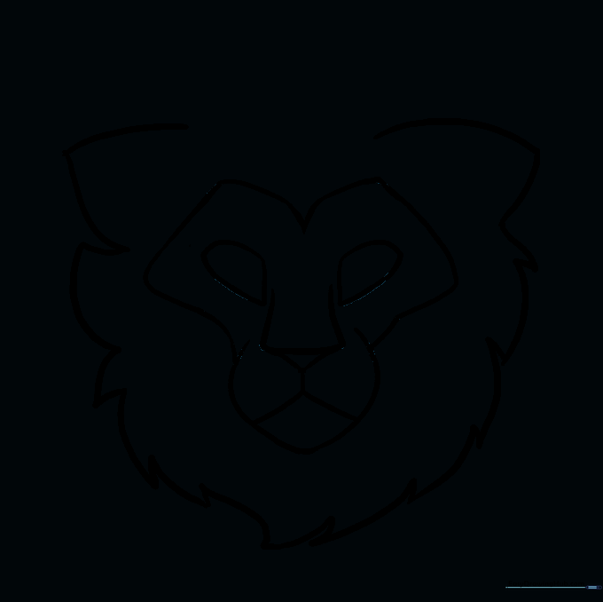 Erasing the initial circle guidelines to reveal the clean lion face outline.
