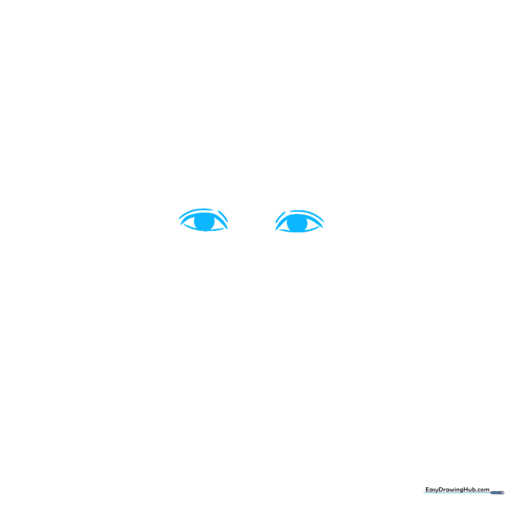 Close-up sketch of Lionel Messi's eyes showing almond shapes and defined upper lids.