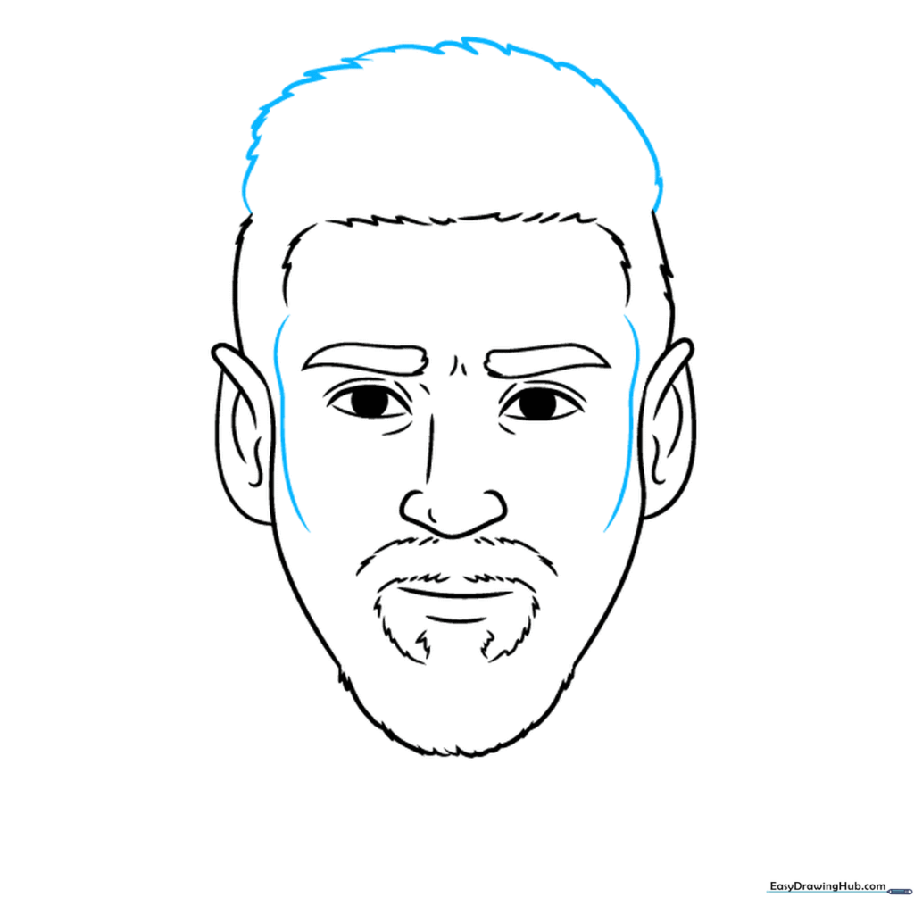 Finalizing the hair shape and cheekbone contours.