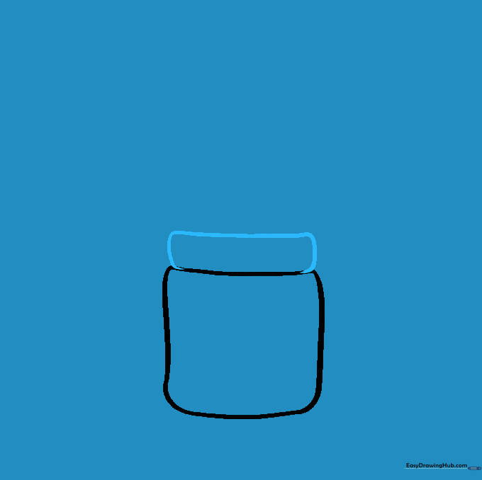 A rounded rectangle added to the top of the base square to form the lipstick tube brim.