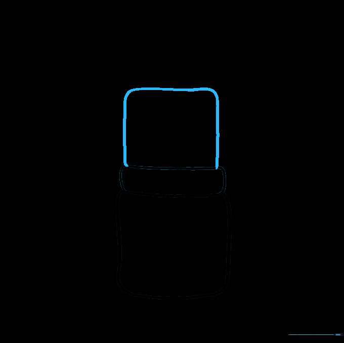 A second rounded square added to the top of the brim section.