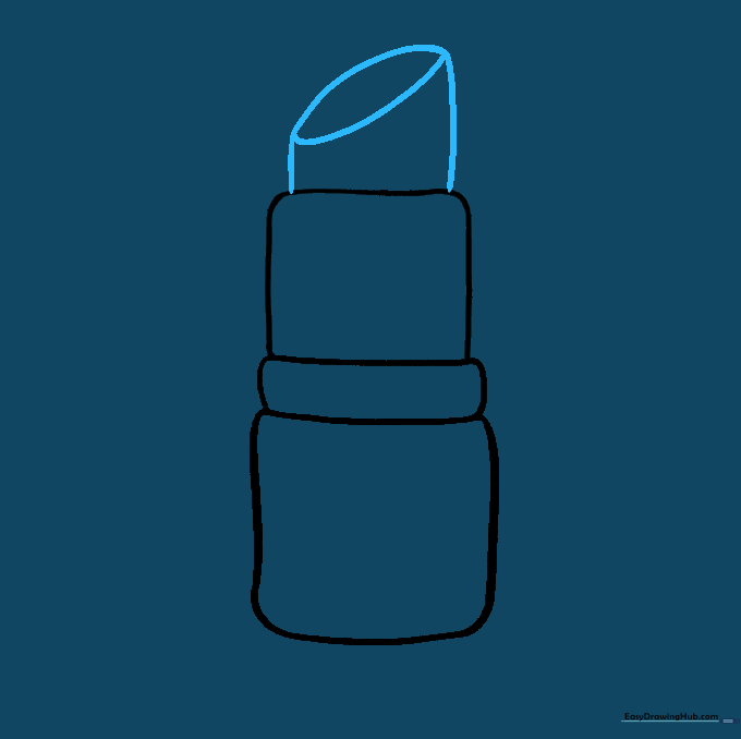 Two vertical lines connected by a slanted oval to represent the lipstick bullet.