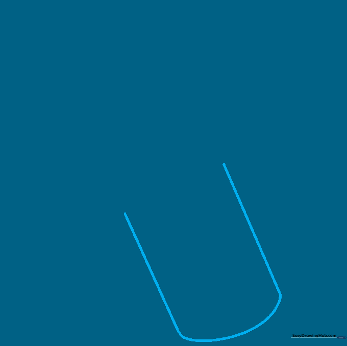 Sketching the base of a lipstick tube using two parallel diagonal lines and a curved bottom edge.