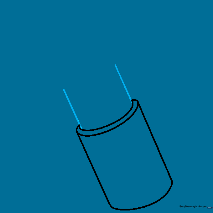 Adding two short vertical lines extending from the tube to represent the inner lipstick mechanism.