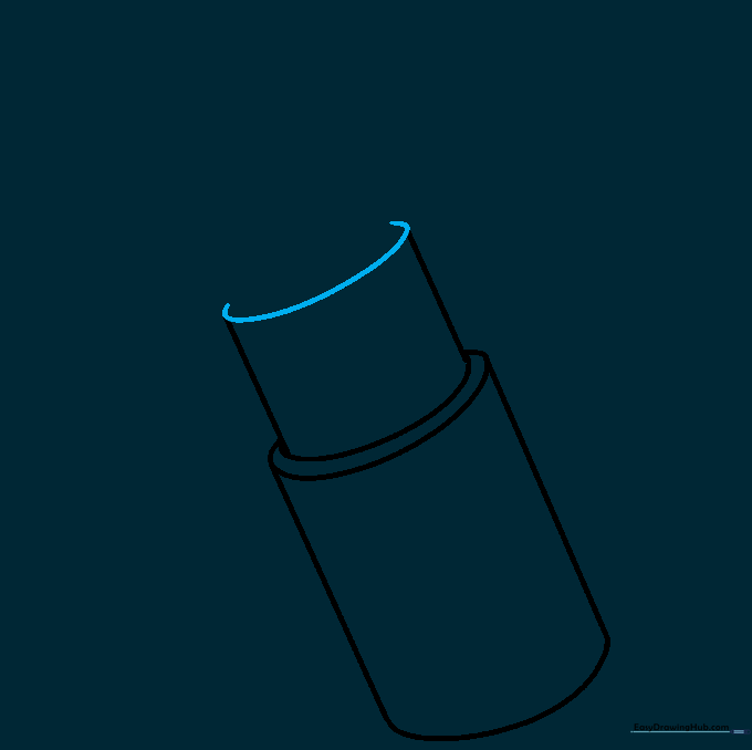 Closing the inner mechanism with a curved line to form the base for the lipstick color.