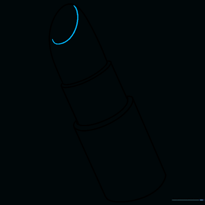 Adding a curved line to the tip of the lipstick to show the flat application surface.