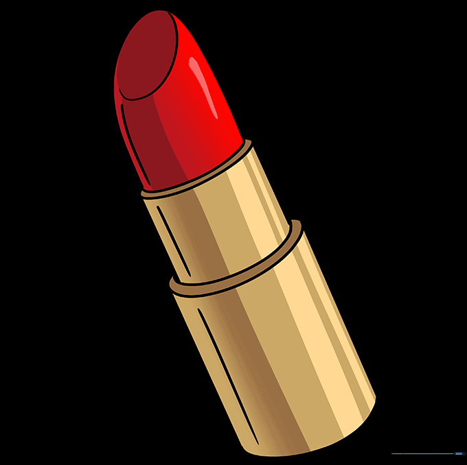A fully colored, vibrant lipstick drawing with highlights and shadows.