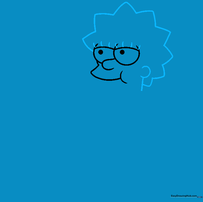 Drawing of Lisa Simpson's head with the addition of her iconic star-shaped spiky hair and a small ear.