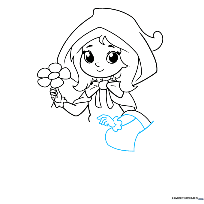 Drawing the basket handle and the second arm.