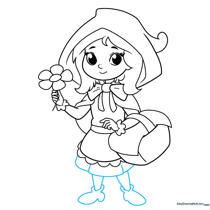 Adding the dress hem, legs, and shoes.