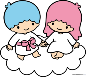 A colorful and finished illustration of the Little Twin Stars from Sanrio.