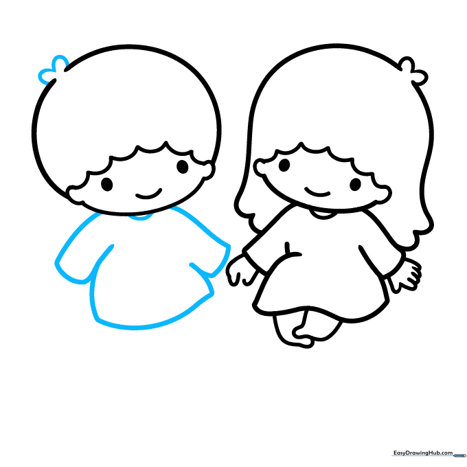 Adding the final details to Kiki's hair and gown outline.