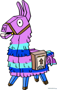 A vibrant, completed drawing of the Fortnite Loot Llama character.