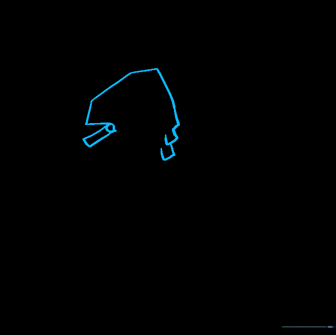 Pencil sketch showing the initial geometric shapes for the Llama's head and snout.