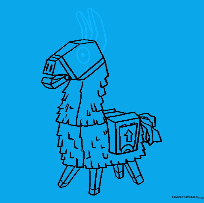 Adding the final eye and ear details to complete the Llama's face.