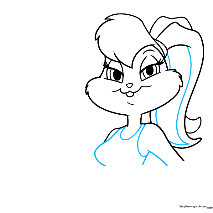 Lola Bunny's upper body showing the tank top neckline and arm placement.