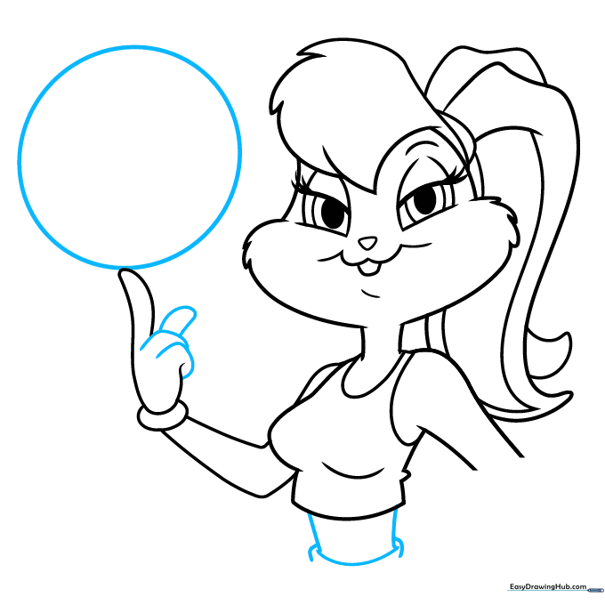 Lola Bunny holding a basketball with her fingers.