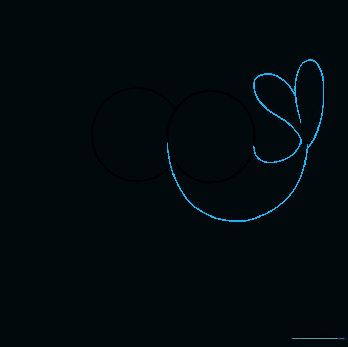 The outline of the first bird's body with a heart-shaped tail.