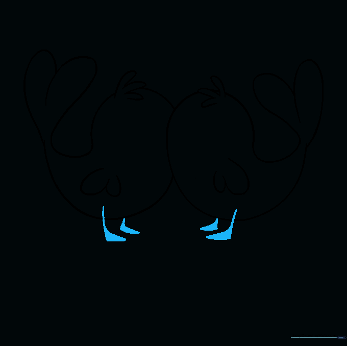 Small triangular feet added to the bottom of the bird bodies.