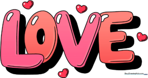 Colorful and finished bubble letter art of the word Love.