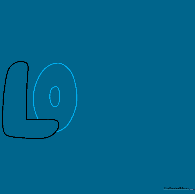 Drawing the letter O as a large oval with a smaller hole inside.