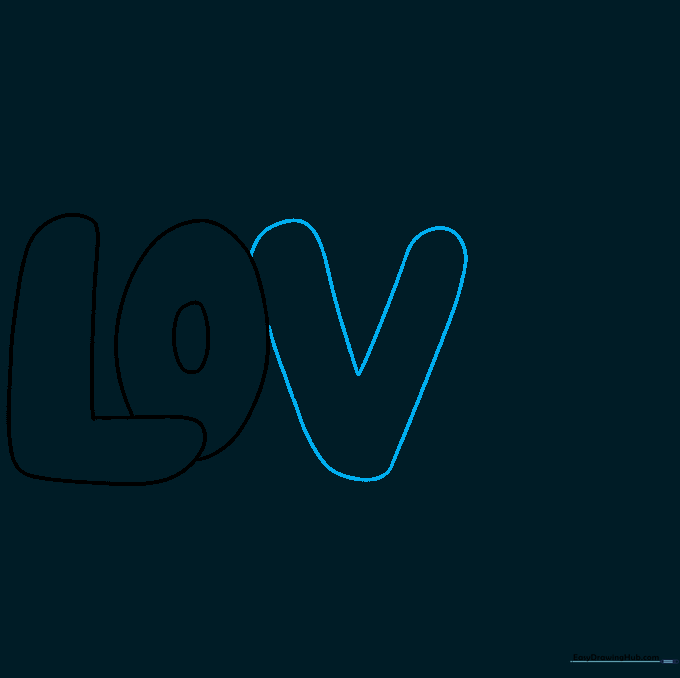 Adding the letter V with rounded bubble edges attached to the O.