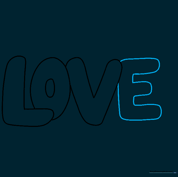 Sketching the letter E with rounded, bubbly arms.
