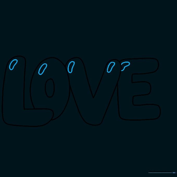 Adding small curved highlight shapes to the top of each bubble letter.