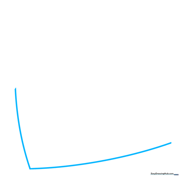 Two curved lines forming the bottom corner of an envelope on a white background.