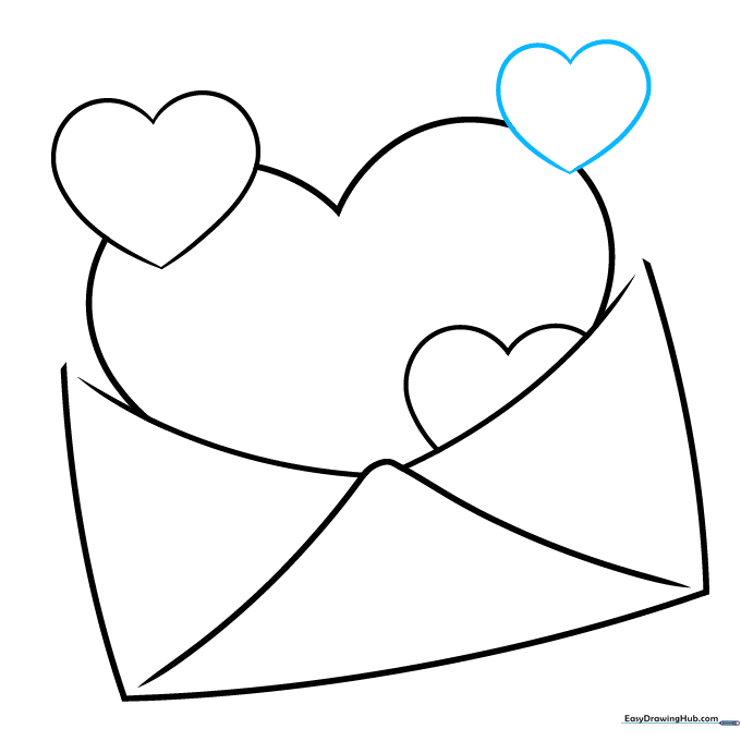 Three small hearts arranged around the central large heart.