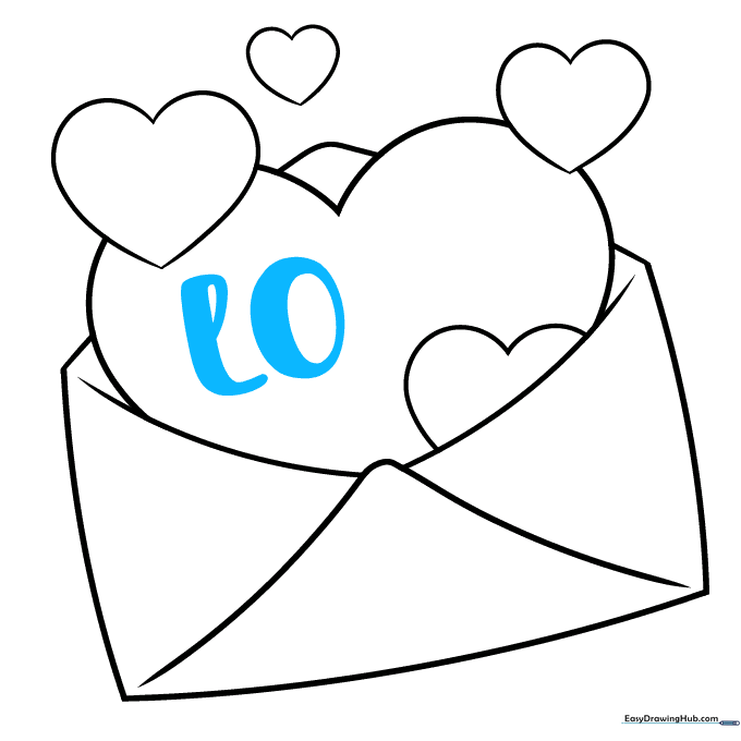 The letters L and O written in elegant script on the large heart.