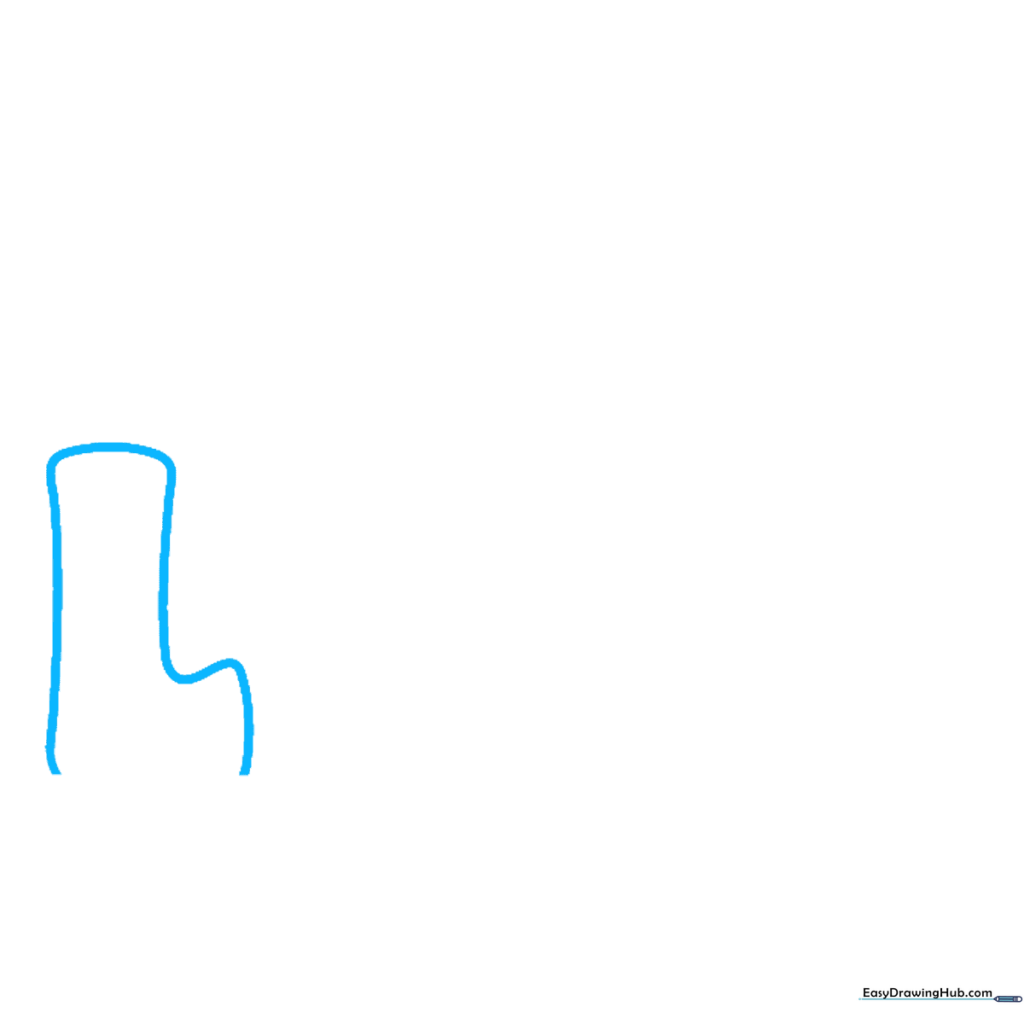 Pencil sketch of a block letter L on white paper.